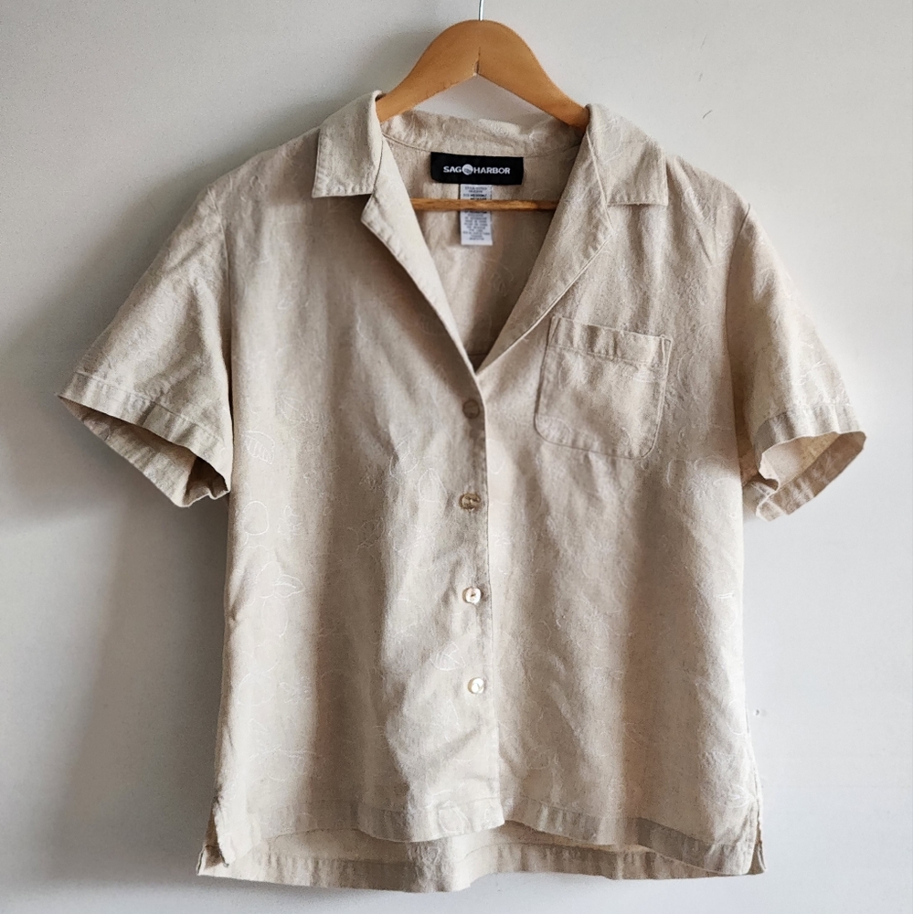 Sag Harbour Coastal Linen Button Up Tee